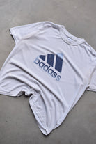 Adidas Parody 'Badass' White Graphic Tee — 1990s (XL) - Retrospective Store