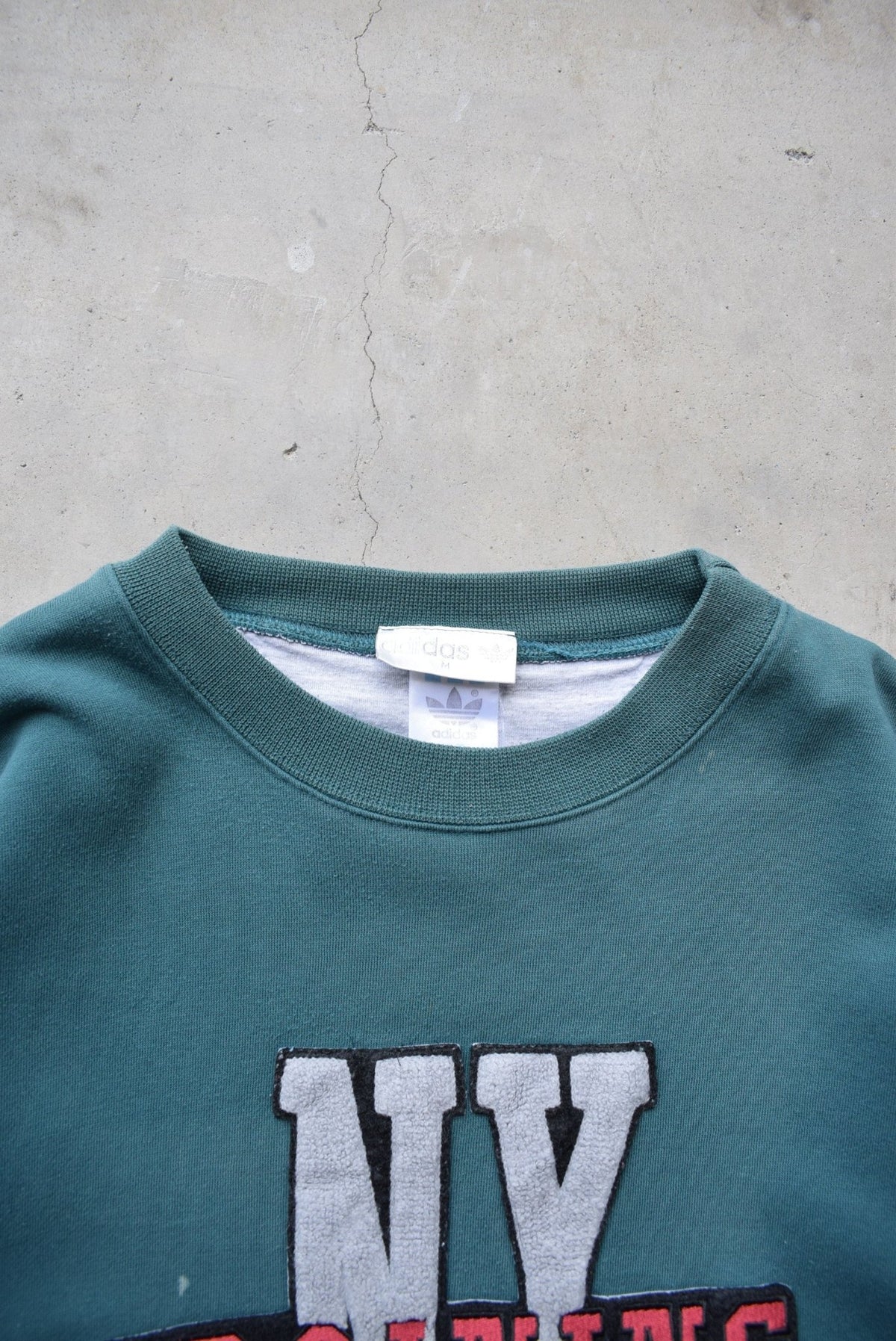Adidas Phys. Ed. Dept. Green Embroidered Spellout Crewneck — 1990s (M/L) - Retrospective Store
