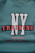 Adidas Phys. Ed. Dept. Green Embroidered Spellout Crewneck — 1990s (M/L) - Retrospective Store