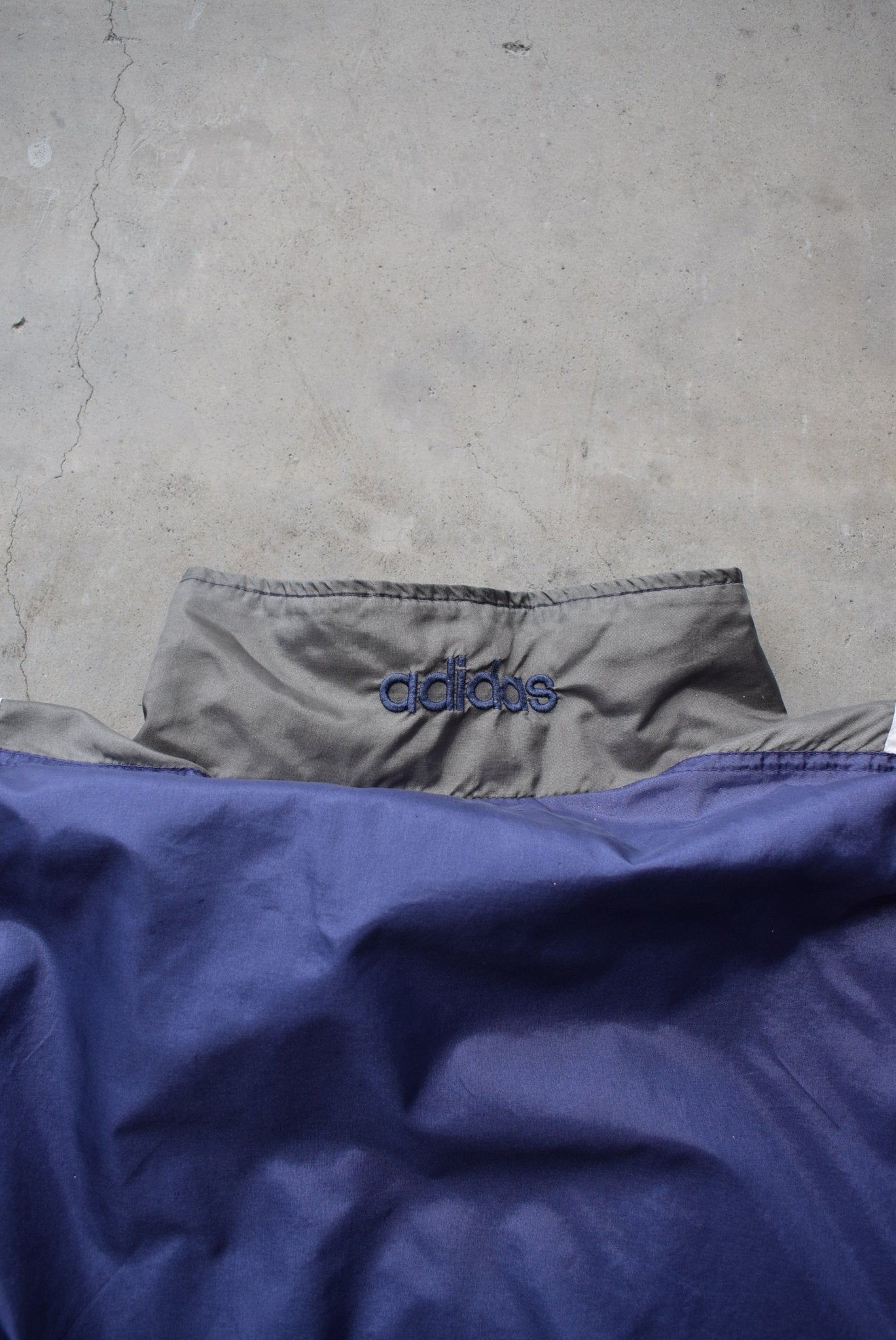 Adidas Purple & Grey Embroidered Spellout Jacket — 1990s (L) - Retrospective Store