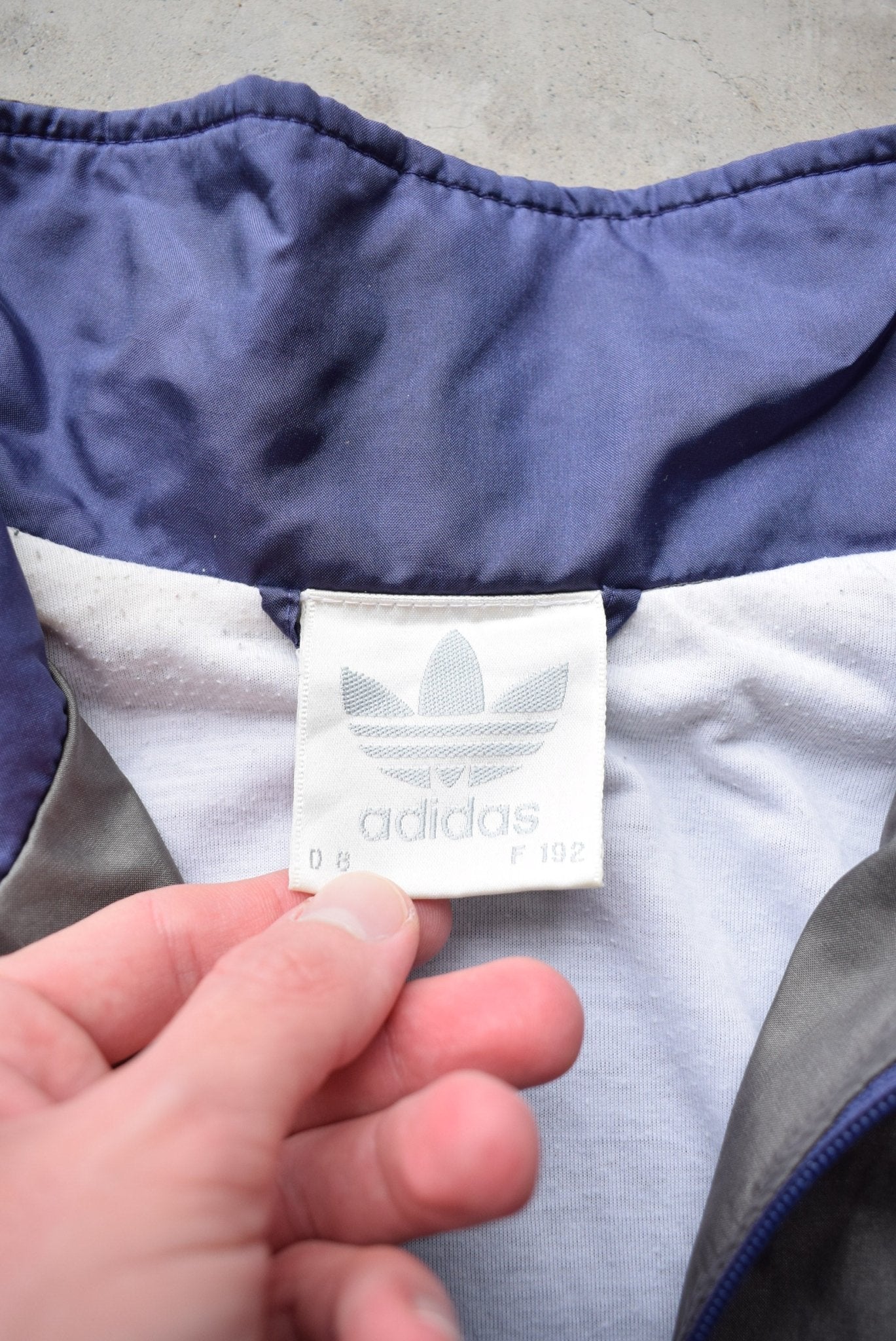 Adidas Purple & Grey Embroidered Spellout Jacket — 1990s (L) - Retrospective Store