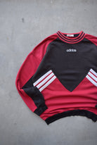 Adidas Red & Black Embroidered Spellout Crewneck — 1990s (M) - Retrospective Store