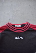 Adidas Red & Black Embroidered Spellout Crewneck — 1990s (M) - Retrospective Store