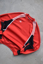 Adidas Red Embroidered Logo Crewneck — 1990s (L) - Retrospective Store