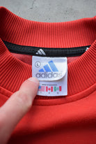 Adidas Red Embroidered Logo Crewneck — 1990s (L) - Retrospective Store