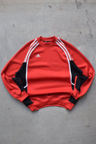 Adidas Red Embroidered Logo Crewneck — 1990s (L) - Retrospective Store