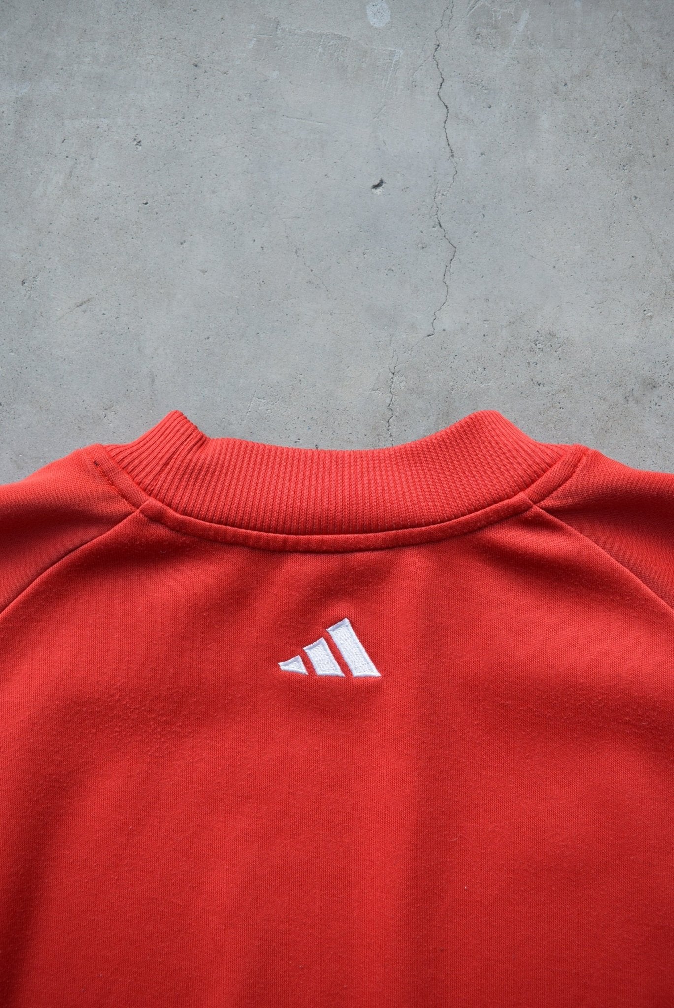Adidas Red Embroidered Logo Crewneck — 1990s (L) - Retrospective Store