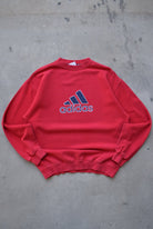 Adidas Red Embroidered Spellout Crewneck — 1990s (L) - Retrospective Store
