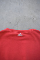 Adidas Red Embroidered Spellout Crewneck — 1990s (S) - Retrospective Store