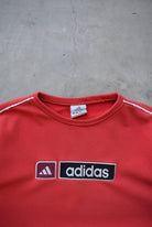 Adidas Red Embroidered Spellout Crewneck — 1990s (S) - Retrospective Store