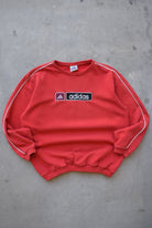 Adidas Red Embroidered Spellout Crewneck — 1990s (S) - Retrospective Store