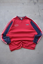 Adidas Red Embroidered Spellout Crewneck — 1990s (XL) - Retrospective Store