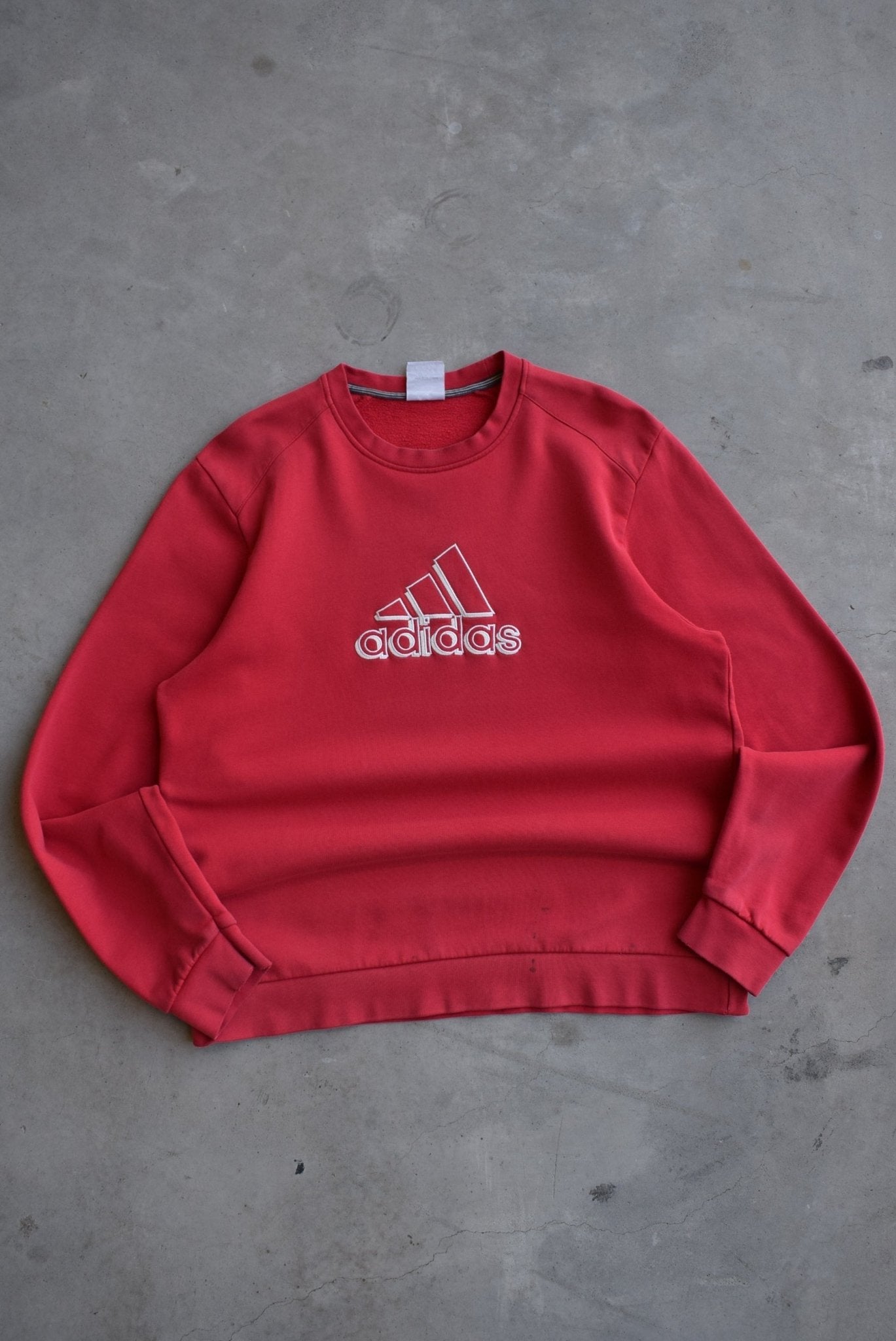 Adidas Red Embroidered Spellout Crewneck — 2000s (L) - Retrospective Store