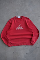 Adidas Red Embroidered Spellout Crewneck — 2000s (L) - Retrospective Store