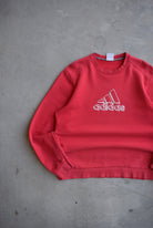 Adidas Red Embroidered Spellout Crewneck — 2000s (L) - Retrospective Store