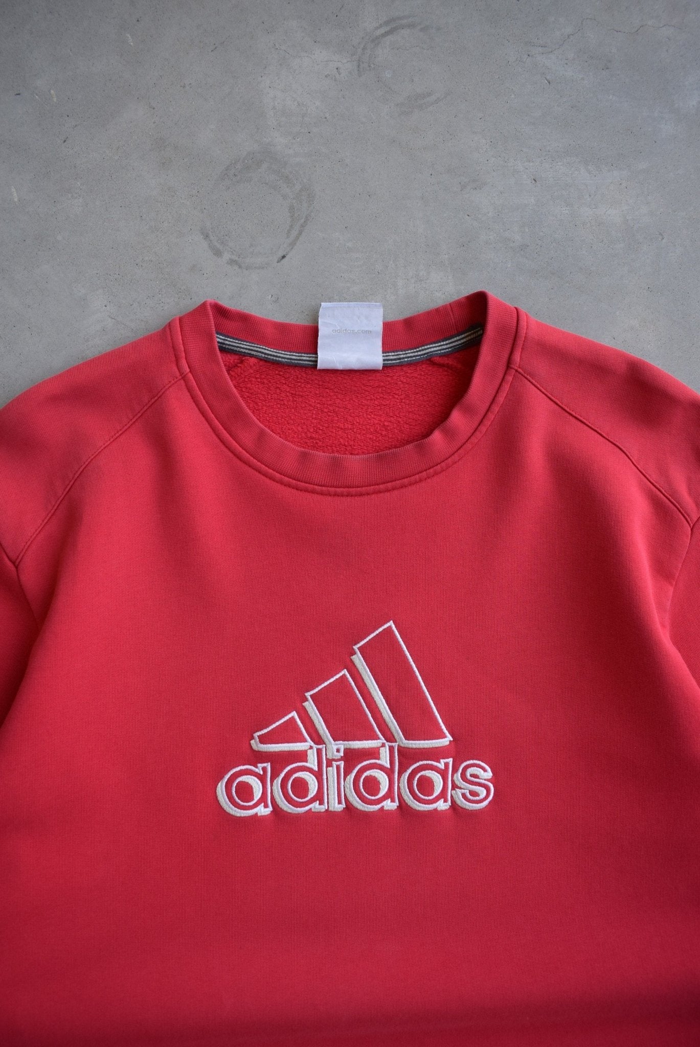 Adidas Red Embroidered Spellout Crewneck — 2000s (L) - Retrospective Store
