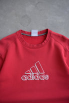 Adidas Red Embroidered Spellout Crewneck — 2000s (L) - Retrospective Store
