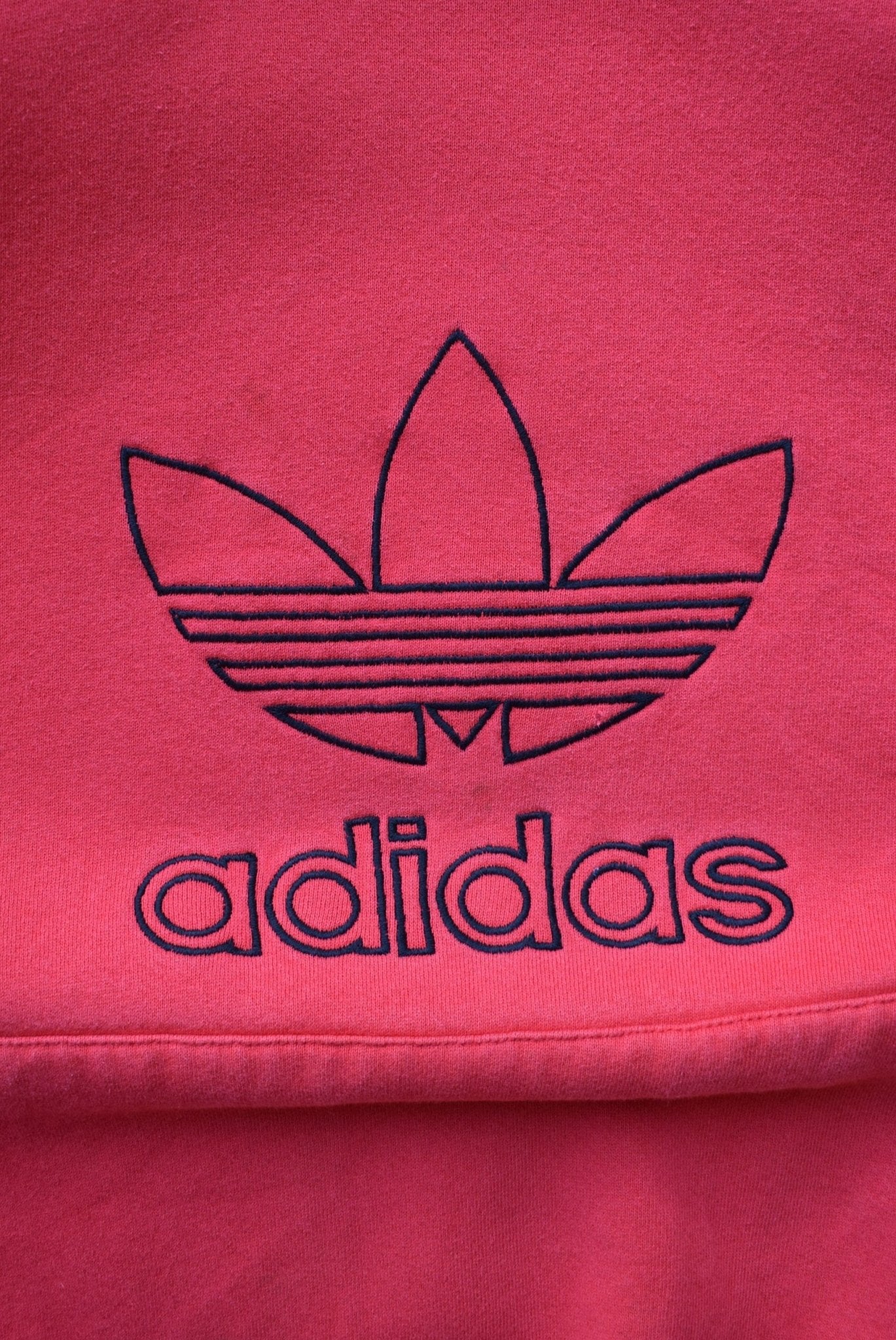 Adidas Red Embroidered Spellout Hoodie — 1990s (M/L) - Retrospective Store