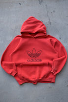 Adidas Red Embroidered Spellout Hoodie — 1990s (M/L) - Retrospective Store