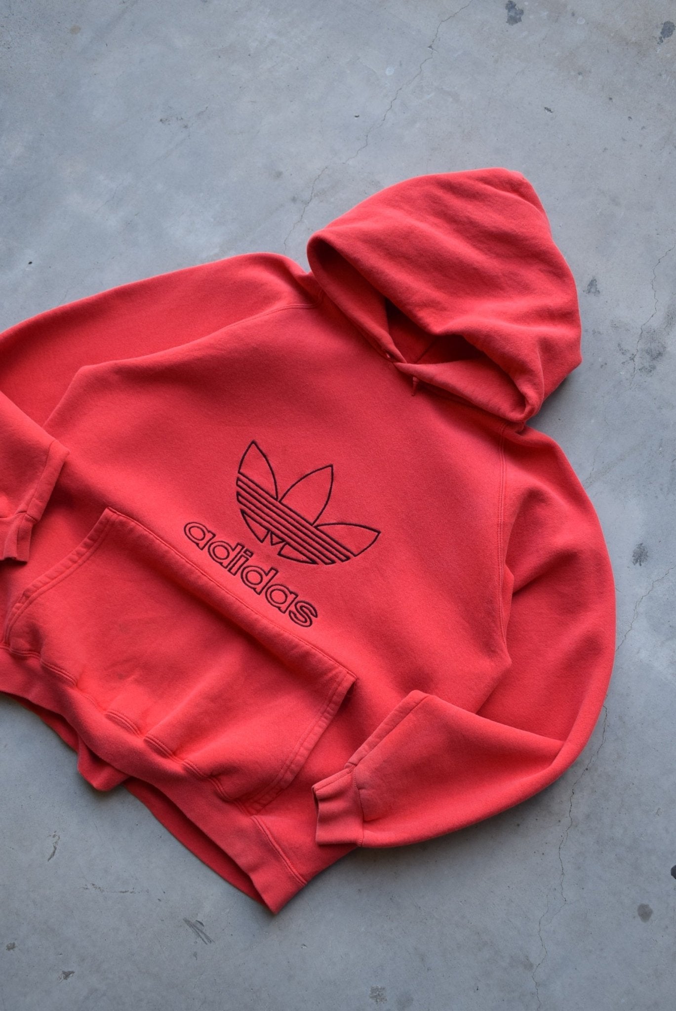 Adidas Red Embroidered Spellout Hoodie — 1990s (M/L) - Retrospective Store