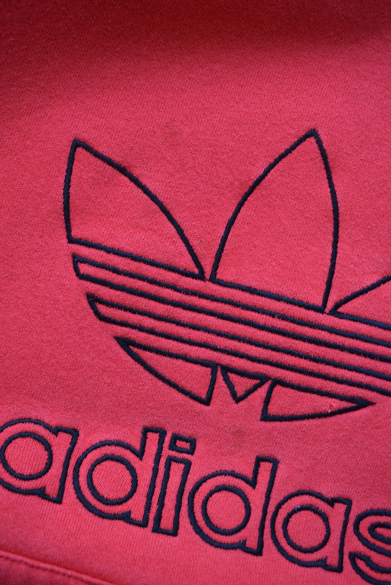 Adidas Red Embroidered Spellout Hoodie — 1990s (M/L) - Retrospective Store