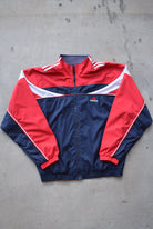 Adidas Red & Navy Embroidered Spellout Jacket — 2000s (L) - Retrospective Store
