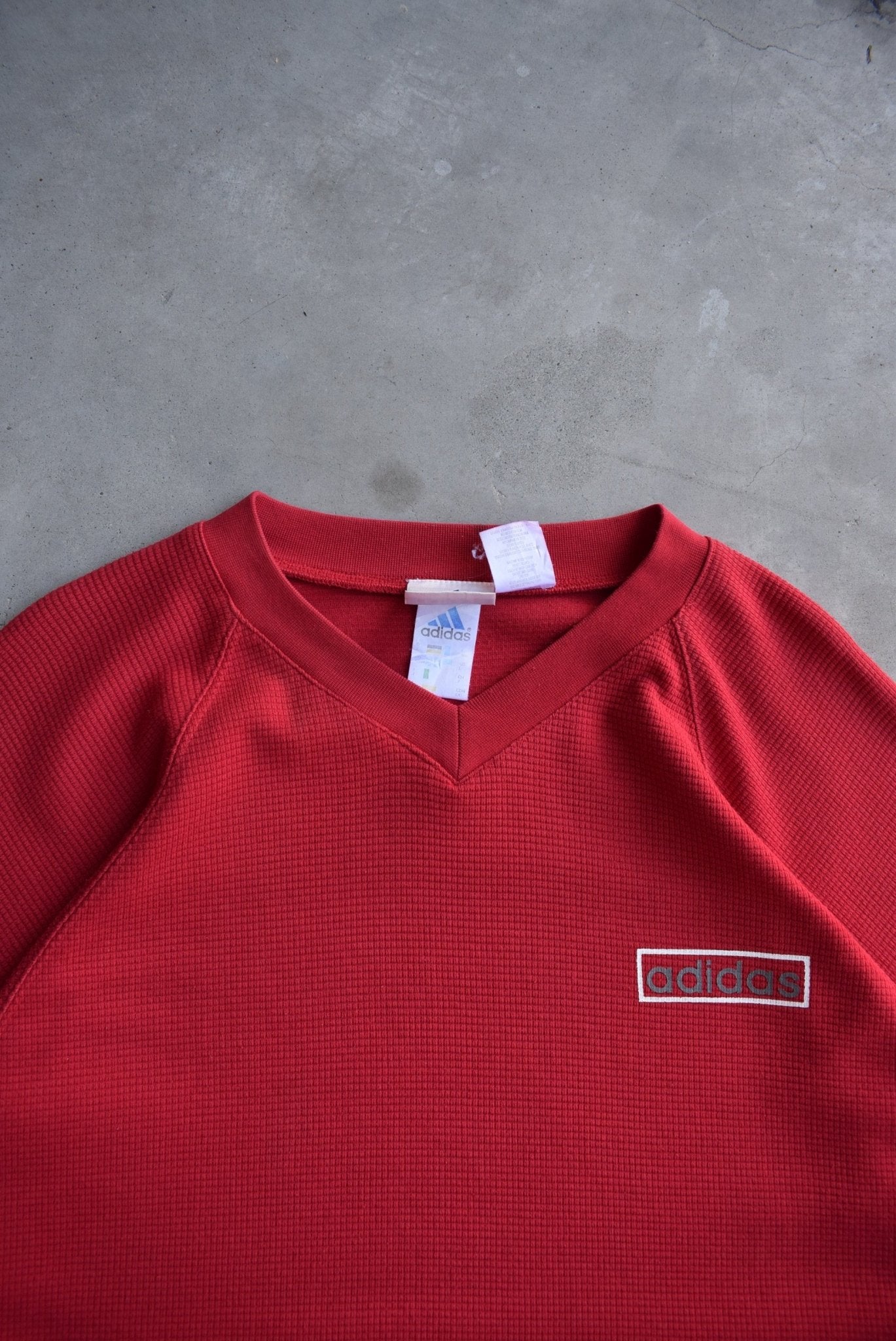 Adidas Red Spellout Long Sleeve Pullover — 1990s (XXL) - Retrospective Store