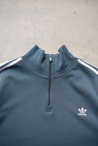 Adidas Slate Grey Embroidered Logo Quarter Zip — 2000s (XXL) - Retrospective Store