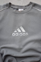 Adidas Slate-Grey Embroidered Spellout Crewneck — 2000s (L) - Retrospective Store