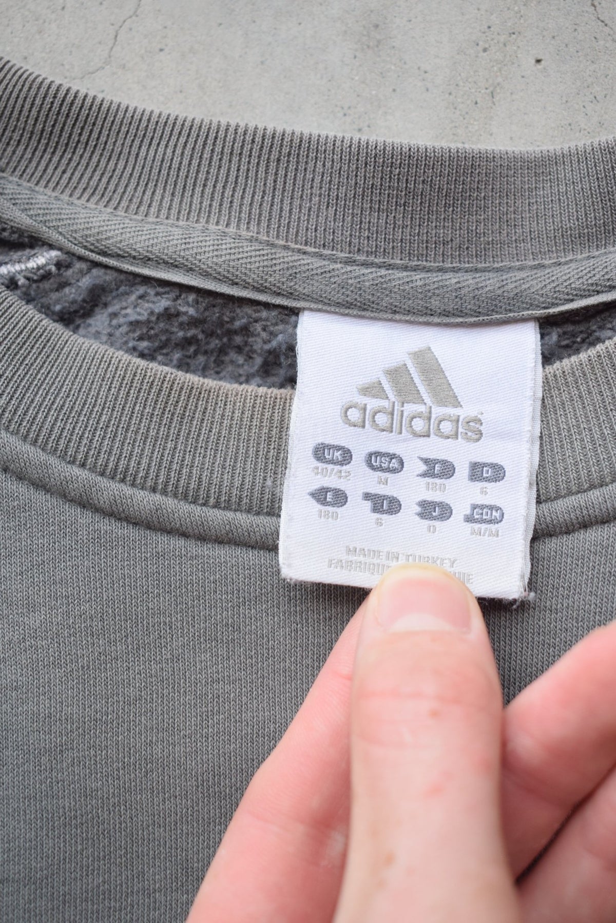 Adidas Slate-Grey Embroidered Spellout Crewneck — 2000s (L) - Retrospective Store