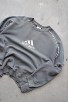 Adidas Slate-Grey Embroidered Spellout Crewneck — 2000s (L) - Retrospective Store