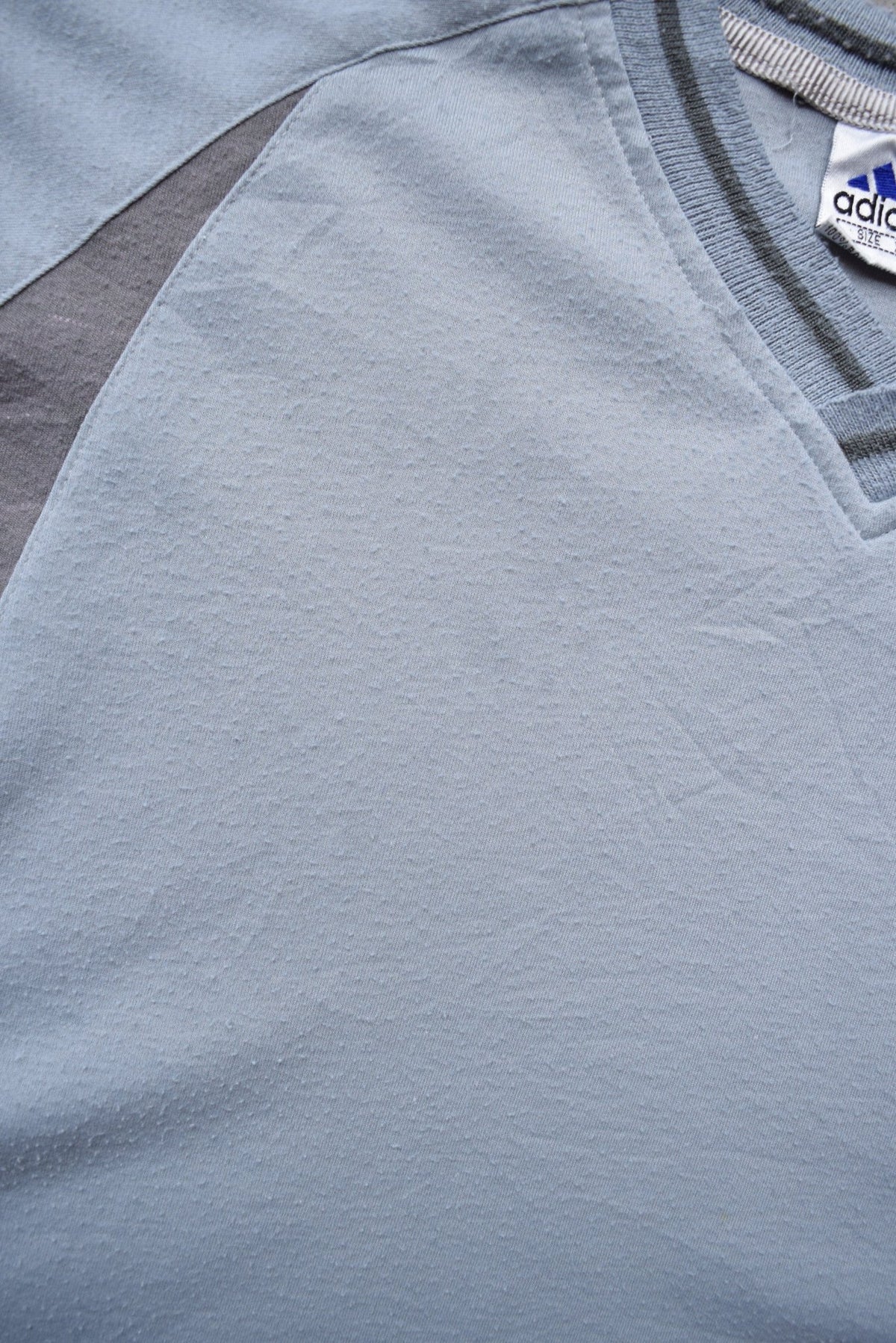Adidas Slate-Grey Embroidered Spellout Tee — 2000s (XL) - Retrospective Store