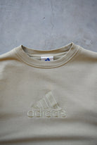 Adidas Tan Embroidered Spellout Crewneck — 1990s (S) - Retrospective Store