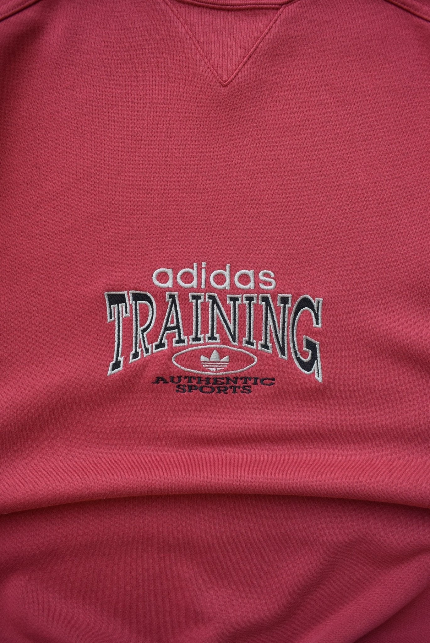 Adidas Training Red Embroidered Spellout Crewneck — 1990s (S/M) - Retrospective Store