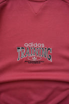 Adidas Training Red Embroidered Spellout Crewneck — 1990s (S/M) - Retrospective Store