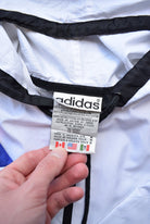 Adidas White & Black Embroidered Logo Spray Jacket — 1990s (M) - Retrospective Store