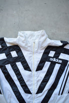 Adidas White & Black Embroidered Spellout Jacket — 1990s (M) - Retrospective Store