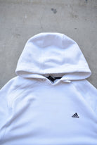 Adidas White Classic Logo Hoodie — 2000s (L) - Retrospective Store