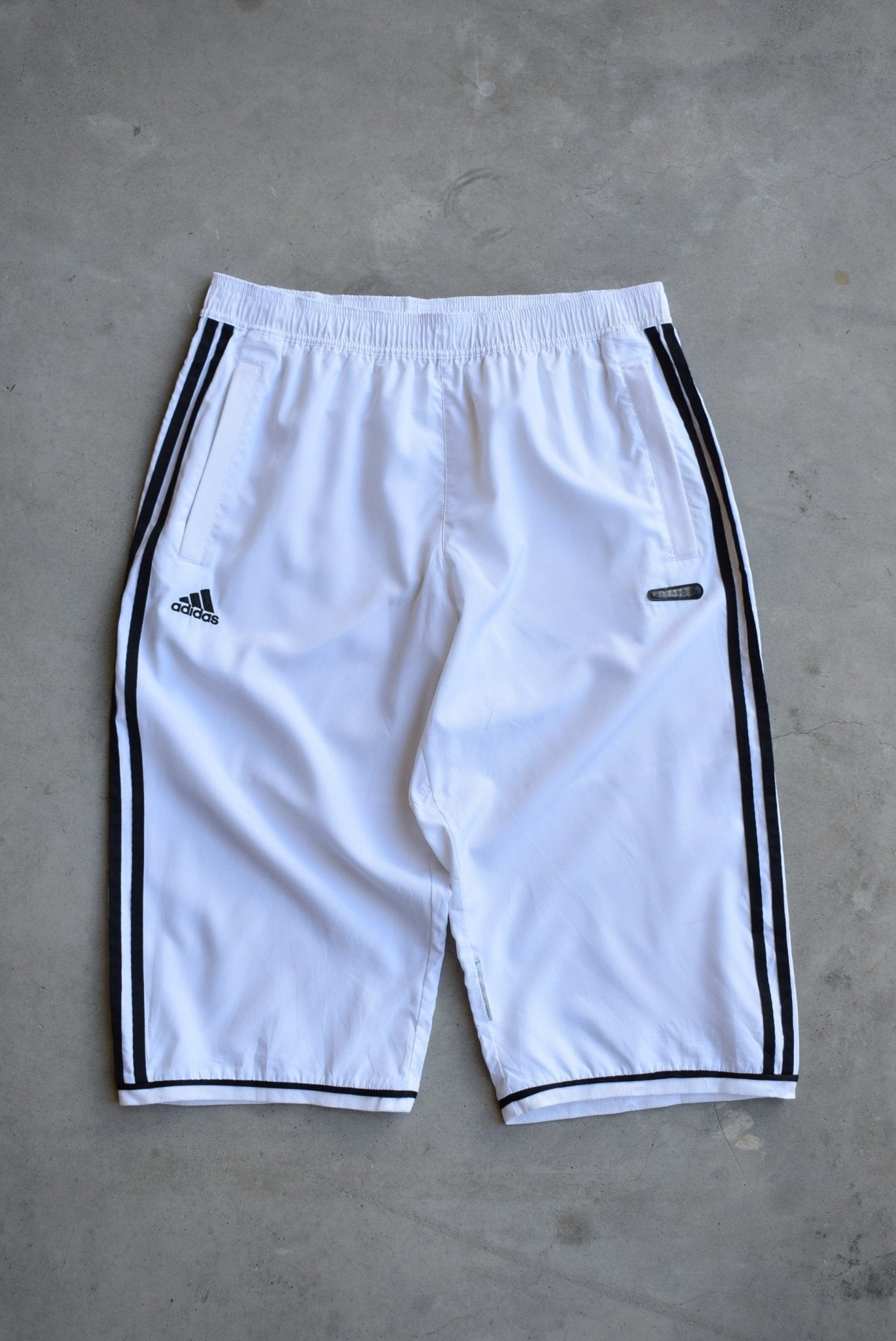 Adidas White Embroidered Logo 3/4 Track Pants — 2000s (M) - Retrospective Store