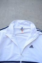 Adidas White Embroidered Spellout Jacket — 1990s (L) - Retrospective Store