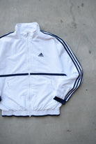 Adidas White Embroidered Spellout Jacket — 1990s (L) - Retrospective Store