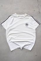 Adidas White Embroidered Spellout Tee — 1990s (L) - Retrospective Store
