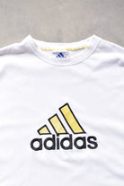 Adidas White Embroidered Spellout Tee — 1990s (XXL) - Retrospective Store
