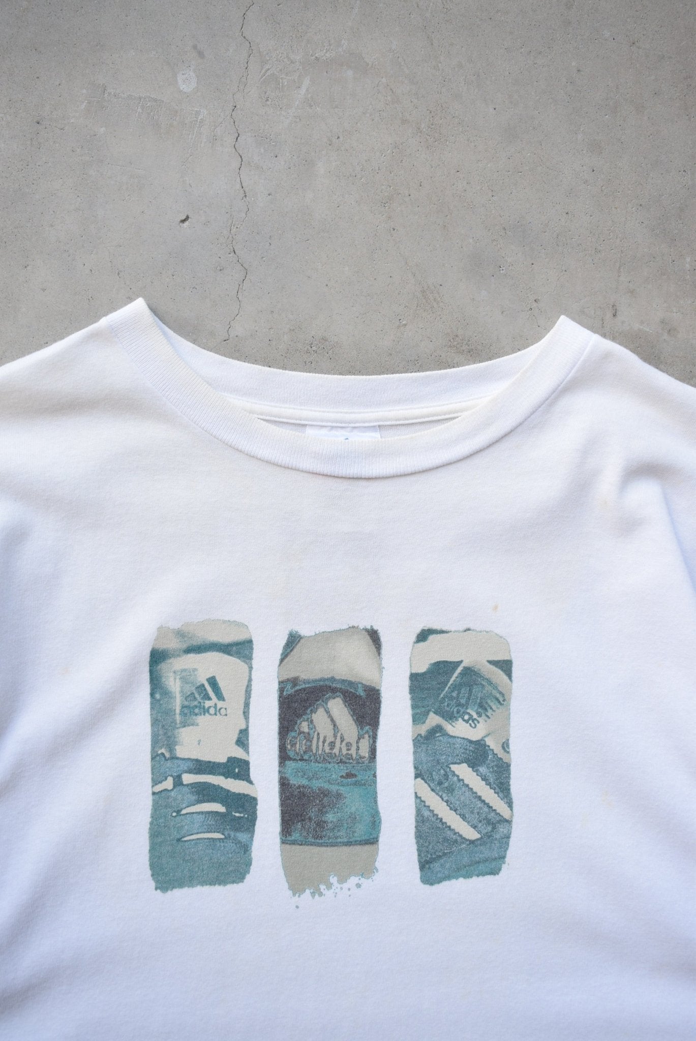 Adidas White Graphic Tee — 1990s (L) - Retrospective Store