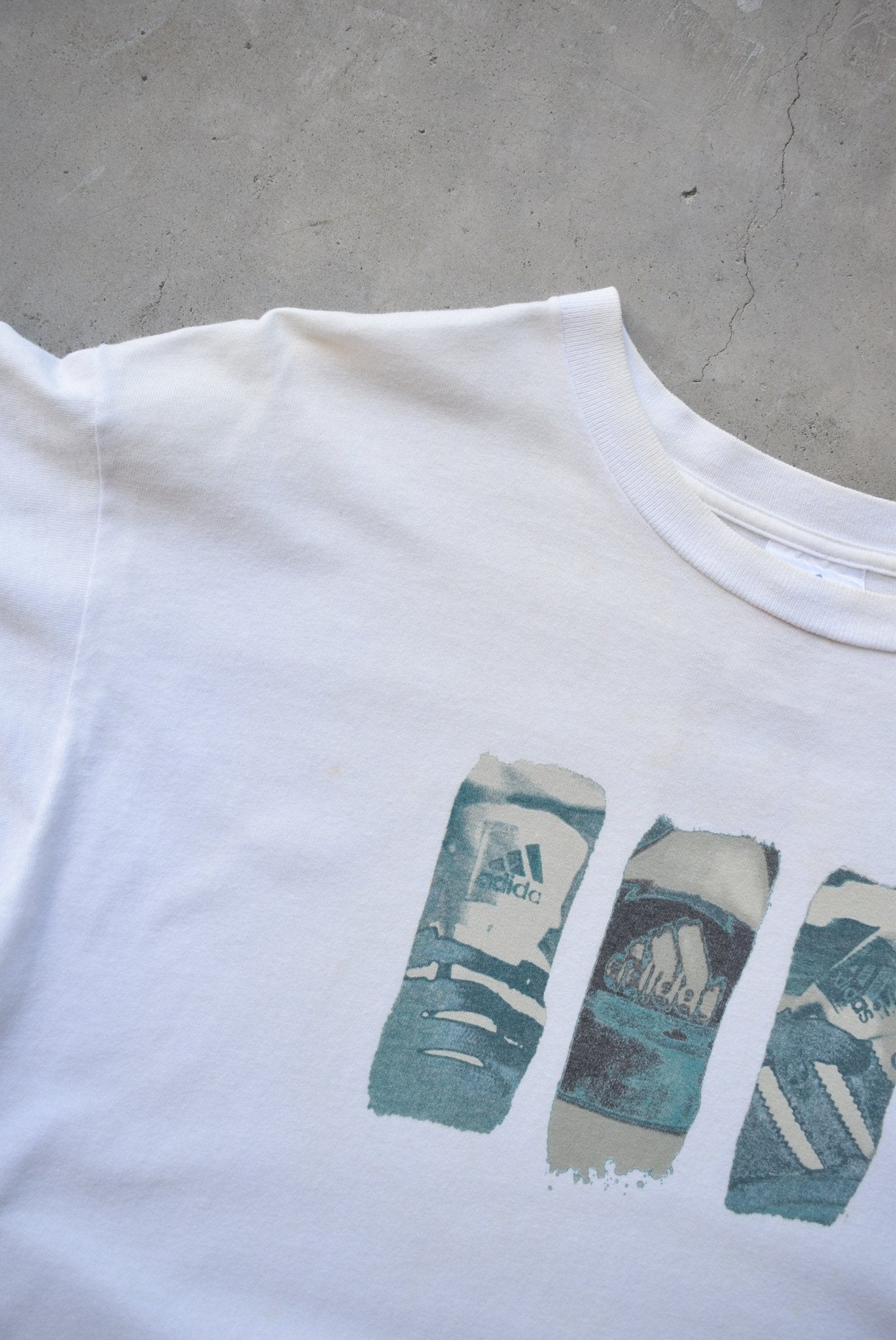 Adidas White Graphic Tee — 1990s (L) - Retrospective Store