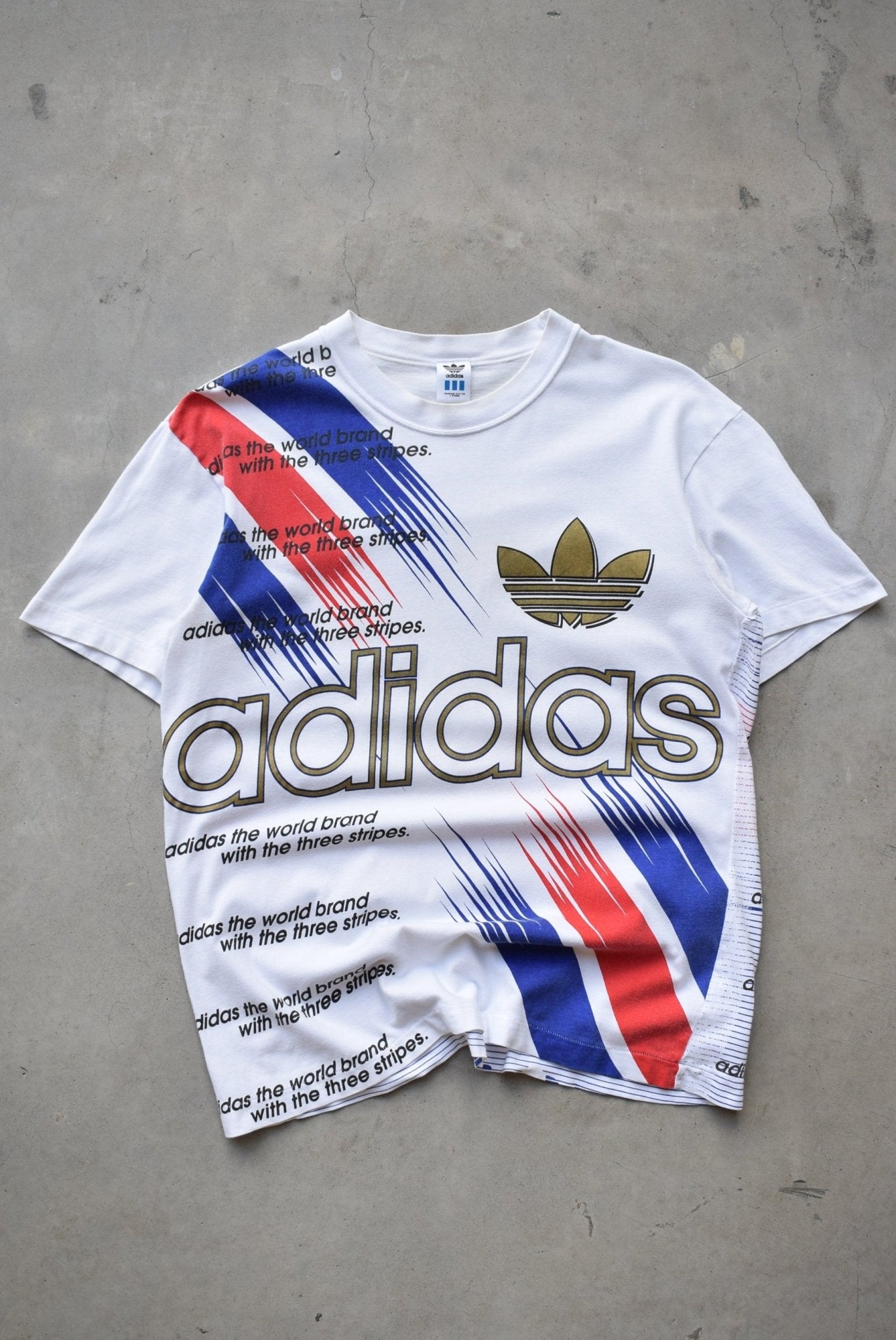 Adidas White Graphic Tee — 1990s (M) - Retrospective Store