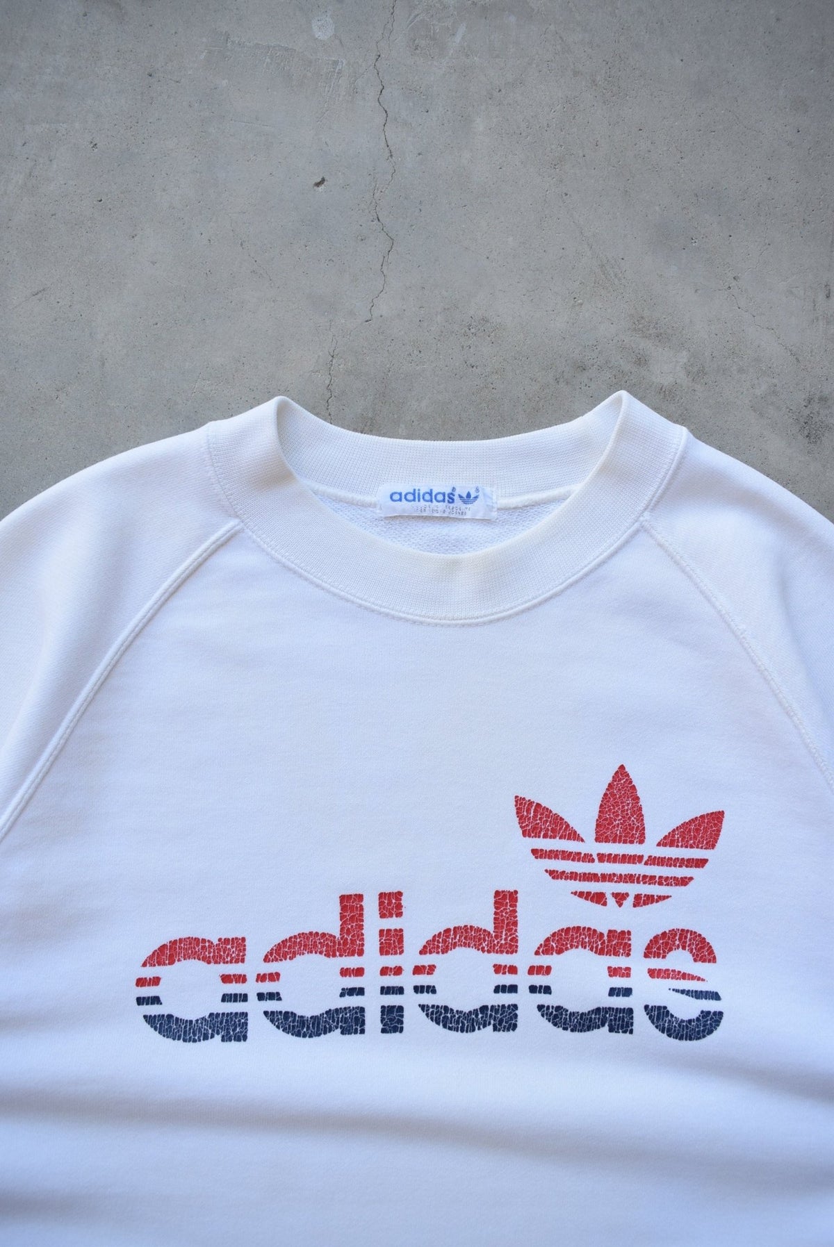 Adidas White Spellout Crewneck — 1990s (M/L) - Retrospective Store