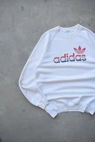 Adidas White Spellout Crewneck — 1990s (M/L) - Retrospective Store