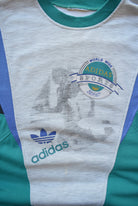 Adidas Worldwide Sports Grey & Green Graphic Crewneck — 1990s (L) - Retrospective Store