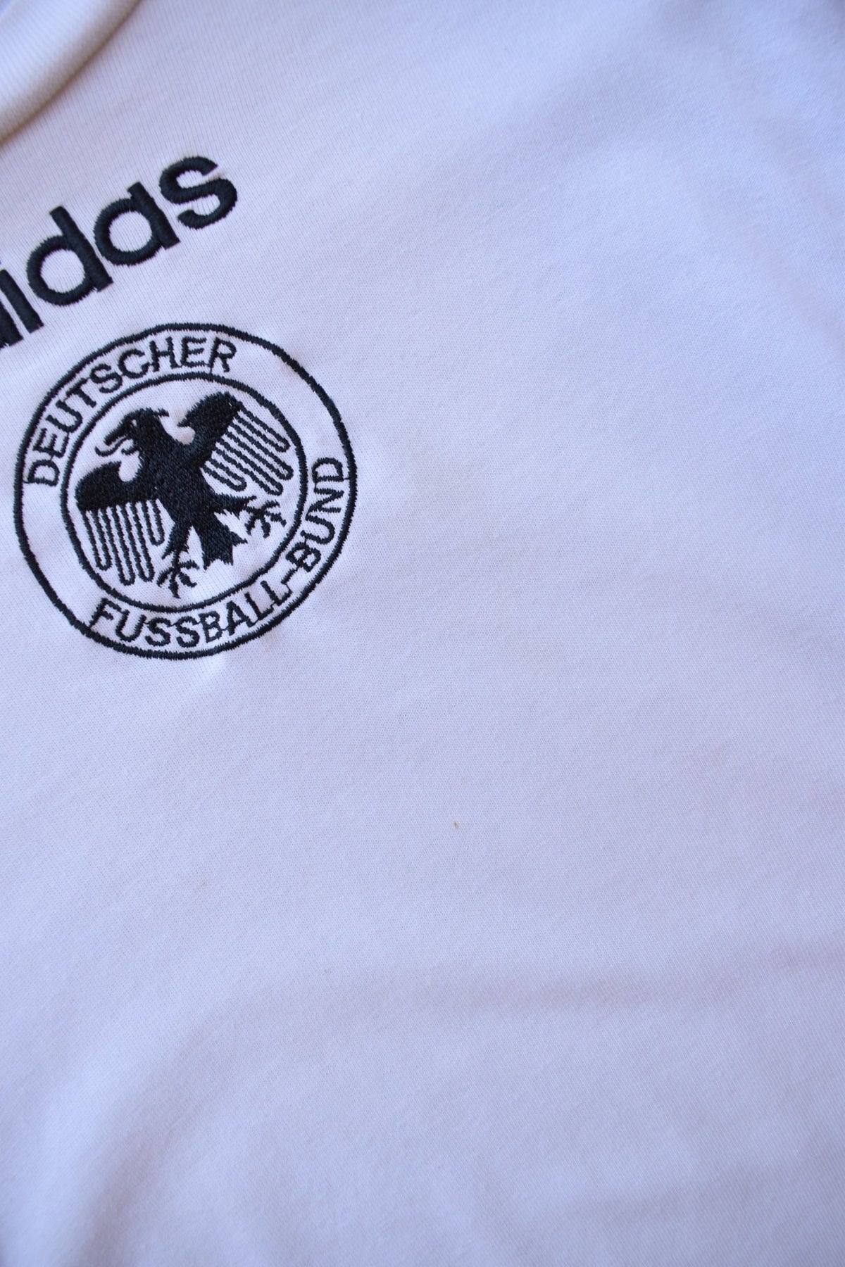 Adidas x Germany National Football Team White Embroidered Tee — 1990s (L) - Retrospective Store